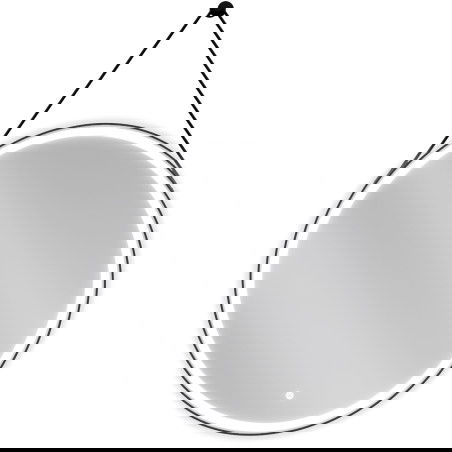 Mexen Reni pyöreä valaistu kylpepeili, halkaisija 80 cm, LED 6000K, huurteenestotoiminto, musta kehys - 9812-080-080-611-70