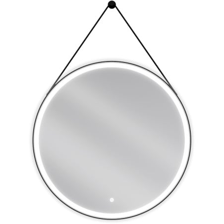 Mexen Reni verlichte badkamerspiegel, rond 80 cm, LED 6000K, anti-condens, zwarte lijst - 9812-080-080-611-70