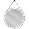 Mexen Reni espejo de baño iluminado, redondo 80 cm, LED 6000K, antivaho, marco negro - 9812-080-080-611-70