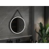 Mexen Reni espejo de baño iluminado, redondo 80 cm, LED 6000K, antivaho, marco negro - 9812-080-080-611-70