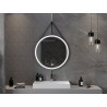 Mexen Reni espejo de baño iluminado, redondo 80 cm, LED 6000K, antivaho, marco negro - 9812-080-080-611-70
