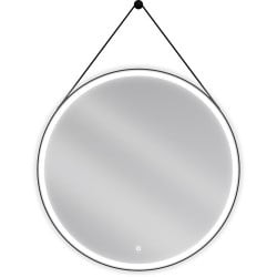 Mexen Reni lustro łazienkowe podświetlane, okrągłe 90 cm, LED 6000K, antypara, rama czarna - 9812-090-090-611-70
