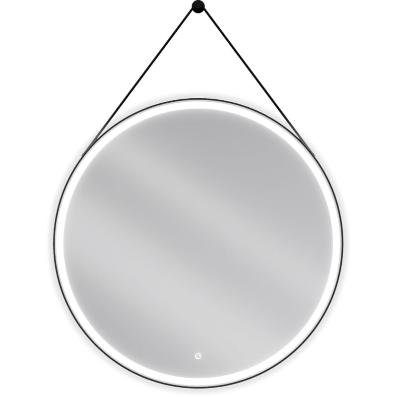 Mexen Reni espejo de baño iluminado, redondo de 90 cm, LED 6000K, antivaho, marco negro - 9812-090-090-611-70
