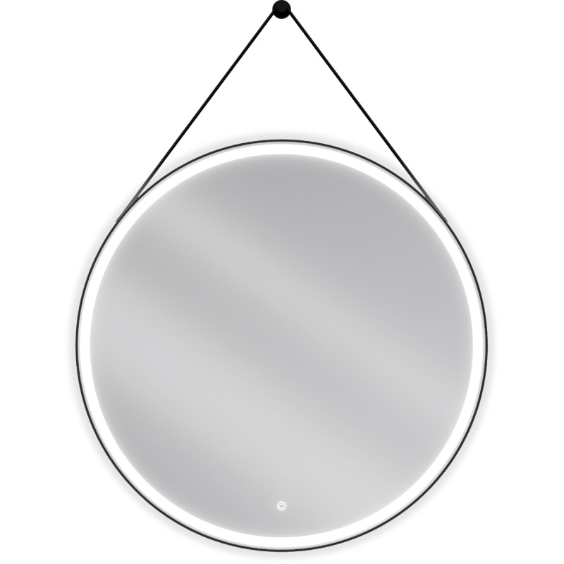 Mexen Reni lustro łazienkowe podświetlane, okrągłe 90 cm, LED 6000K, antypara, rama czarna - 9812-090-090-611-70