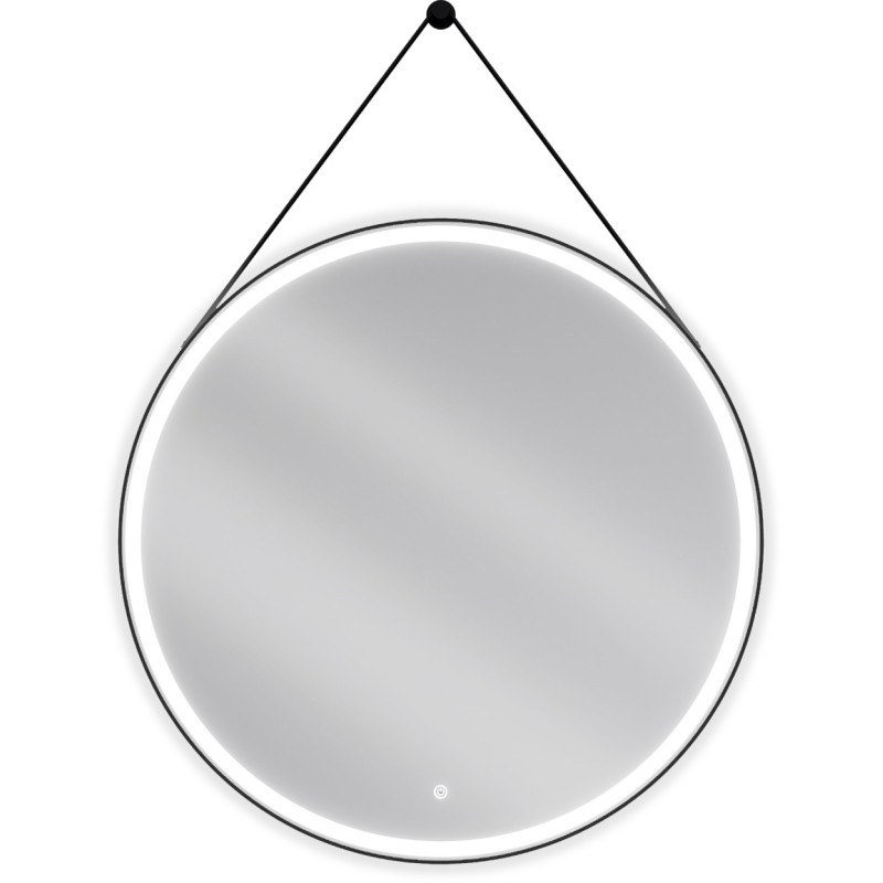 Mexen Reni verlicht, rond badkamerspiegel, 90 cm, LED 6000K, anti-condens, zwarte lijst - 9812-090-090-611-70
