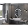 Mexen Reni espejo de baño iluminado, redondo de 90 cm, LED 6000K, antivaho, marco negro - 9812-090-090-611-70
