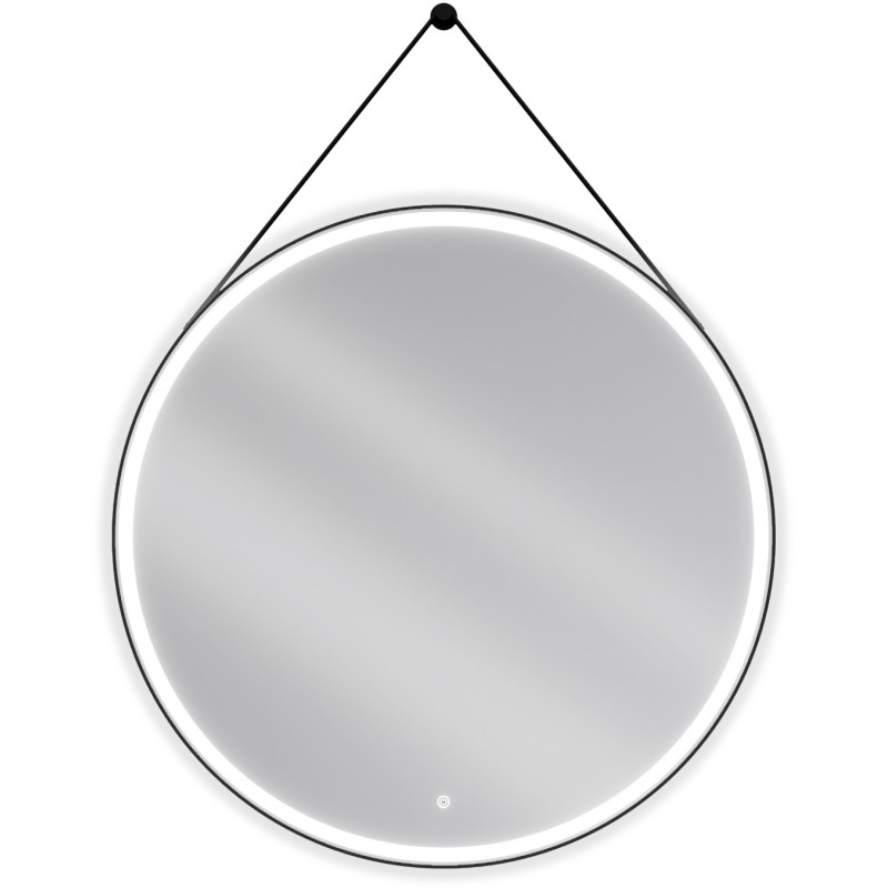 Mexen Reni espejo de baño iluminado, redondo 100 cm, LED 6000K, antipar, marco negro - 9812-100-100-611-70