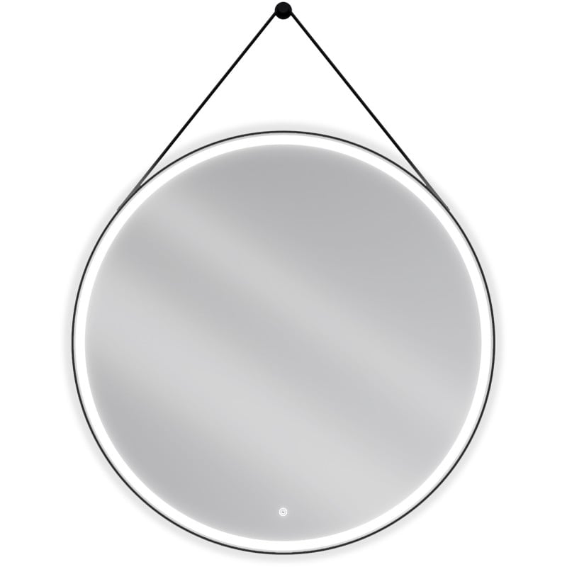 Mexen Reni verlichte badkamer spiegel, rond 100 cm, LED 6000K, anti-condens, zwarte frame - 9812-100-100-611-70