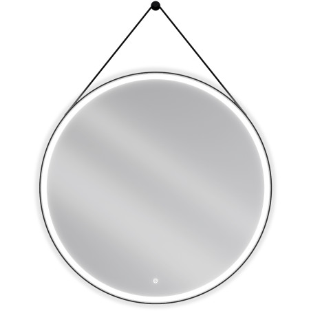 Mexen Reni espejo de baño iluminado, redondo 100 cm, LED 6000K, antipar, marco negro - 9812-100-100-611-70