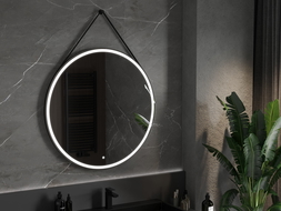 Mexen Reni miroir de salle de bain éclairé, rond 100 cm, LED 6000K, anti-buée, cadre noir - 9812-100-100-611-70