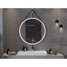 Mexen Reni espejo de baño iluminado, redondo 100 cm, LED 6000K, antipar, marco negro - 9812-100-100-611-70