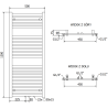Mexen Hades vannitoa radiaator 1200 x 500 mm, 570 W, valge - W104-1200-500-00-20