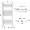 Mexen Hades badkamer radiator 1200 x 500 mm, 570 W, zwart - W104-1200-500-00-70