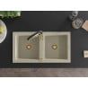 Mexen Mario 2-bowl Granite Sink with Aster Kitchen Tap, Beige - 6504-69-73450-57-G
