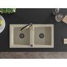 Mexen Mario granitische spoelbak met 2 kamers en keukenkraan Aster, beige - 6504-69-73450-57-B