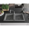 Mexen Mario 2-Bowl Granite Sink with Aster Kitchen Tap, Grey - 6504-71-73450-07-B