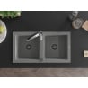 Mexen Mario zlewozmywak granitowy 2-komorowy z baterią kuchenną Aster, szary - 6504-71-73450-07-B