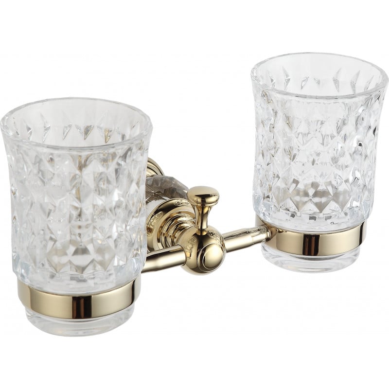 Mexen Estela doble vaso para cepillos de dientes, dorado - 7011552-50