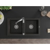 Mexen Mario fregadero de granito de 2 senos con grifo de cocina Aster, negro/dorado metálico - 6504-75-73450-07