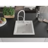 Mexen Vito 1-bowl granite sink with Aster kitchen faucet, white - 6503-20-73450-02