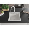 Mexen Vito granieten spoelbak 1-komerig met keukenmengkraan Aster, wit - 6503-20-73450-02
