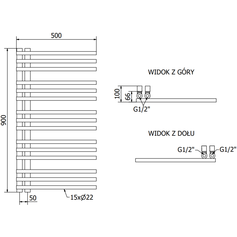 Mexen Neptun decoratieve badkamer radiator 900 x 500 mm, 369 W, wit - W101-0900-500-00-20