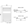 Mexen Helios handdoekradiator 800 x 500 mm, 381 W, zwart - W103-0800-500-00-70