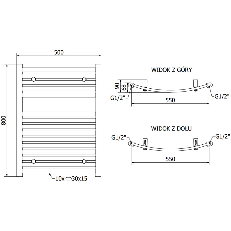 Mexen Helios vannitoa radiaator 800 x 600 mm, 448 W, must - W103-0800-600-00-70