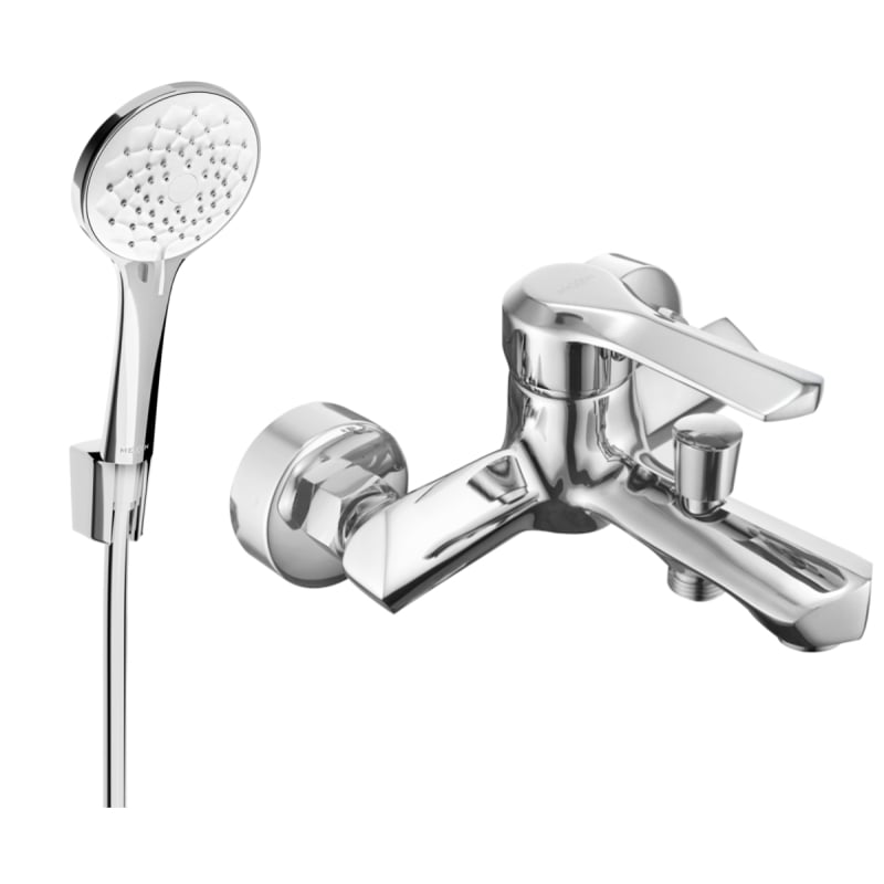 Mexen Sabre R74 bathtub faucet with shower set, chrome - 7213R74-00
