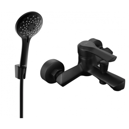 Mexen Sabre R74 bathtub faucet with shower set, black - 7213R74-70