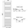 Mexen Helios Badezimmerheizkörper 1800 x 500 mm, 844 W, schwarz - W103-1800-500-00-70
