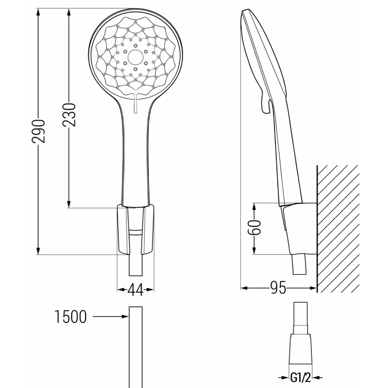 Mexen Sabre R74 robinet de baignoire avec ensemble de douche, noir - 7213R74-70