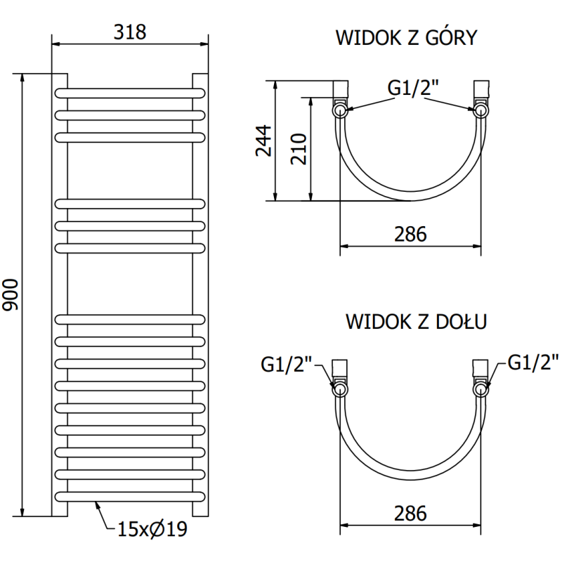 Mexen Eros radiateur de salle de bain 900 x 318 mm, 315 W, noir - W112-0900-318-00-70