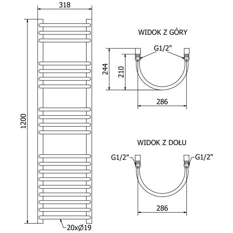 Mexen Eros vannitoa radiaator 1200 x 318 mm, 332 W, kroom - W112-1200-318-00-01