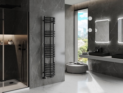 Mexen Eros 1600 x 318 mm Towel Radiator, 551 W, Black - W112-1600-318-00-70