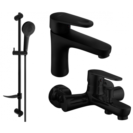 Mexen Kama DF05 bath set, black - 72503DF05-70