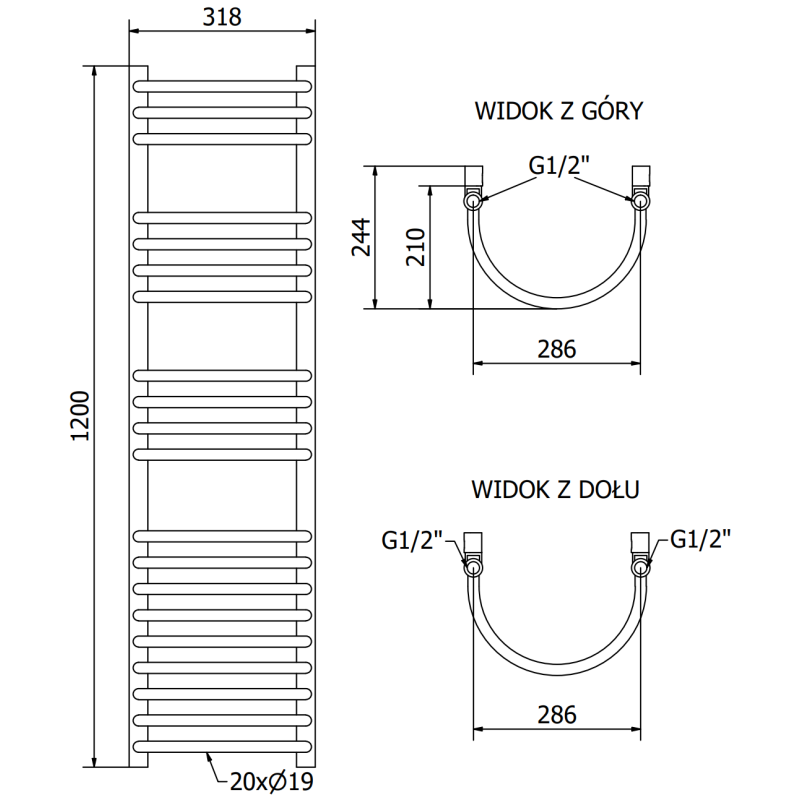 Mexen Eros badrumselement 1200 x 318 mm, 421 W, antracit - W112-1200-318-00-66
