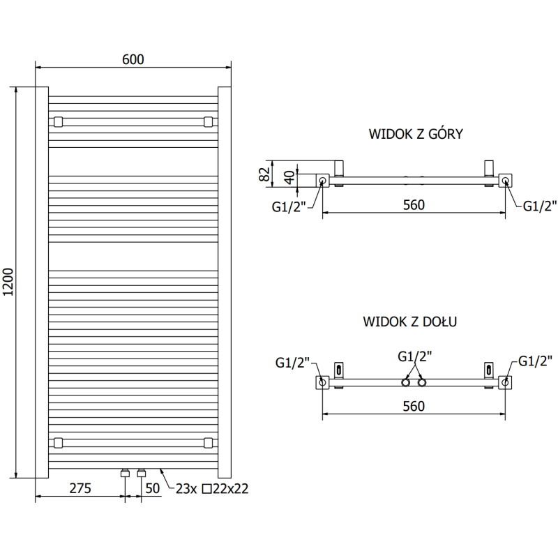 Mexen Pluton vannitoa radiaator 1200 x 600 mm, 726 W, valge - W106-1200-600-00-20