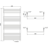 Mexen Apollo grijač za kupaonicu 1210 x 650 mm, 716 W, bijeli - W117-1210-650-00-20