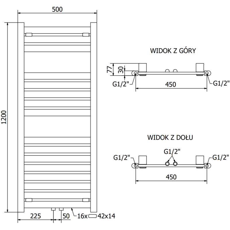Mexen Uran radiatore da bagno 1200 x 500 mm, 534 W, bianco - W105-1200-500-00-20