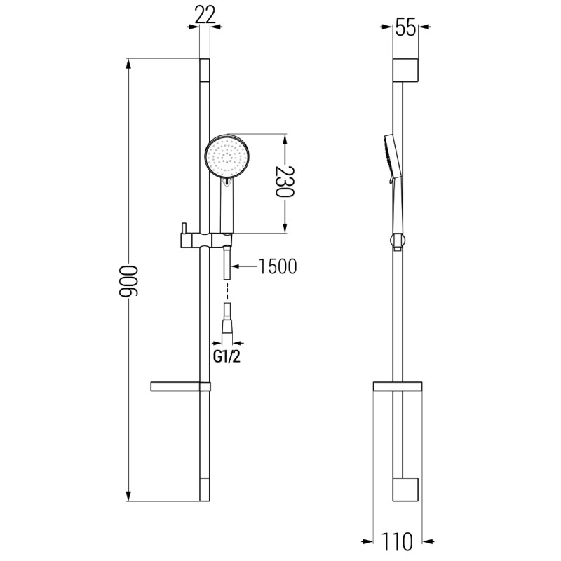 Mexen Kama DS75 vannikomplekt, kroom - 72503DS75-00