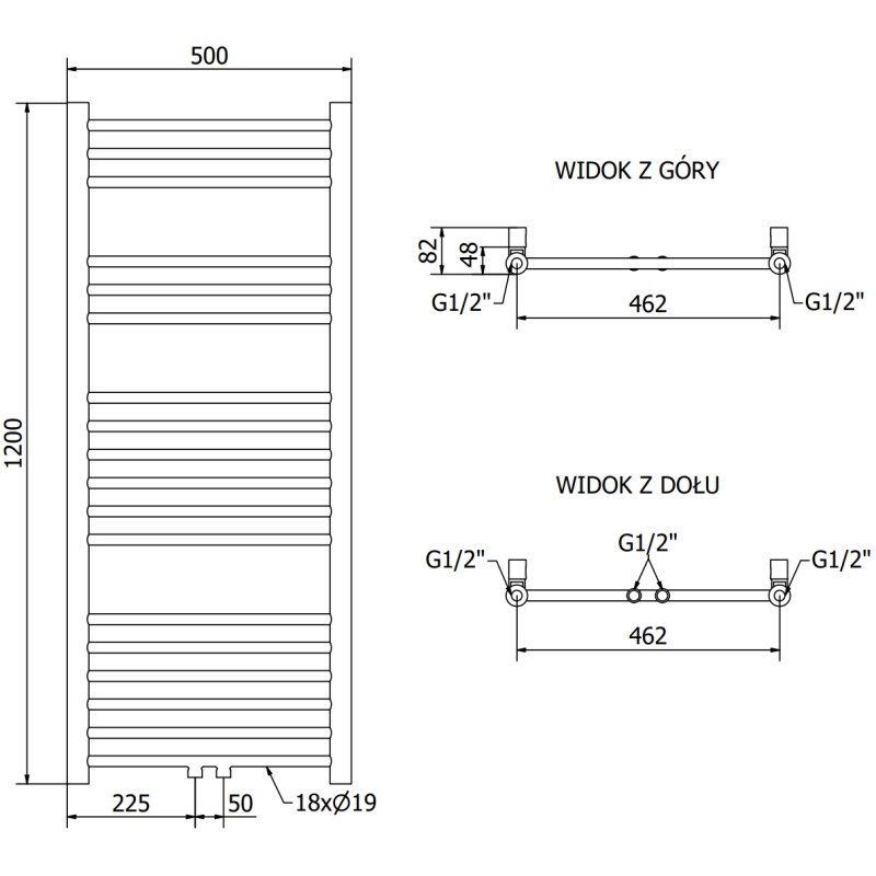 Mexen Yodo Badezimmerheizkörper 1200 x 500 mm, 382 W, weiß - W113-1200-500-00-20