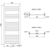 Mexen Yodo badkamerradiator 1200 x 500 mm, 382 W, wit - W113-1200-500-00-20