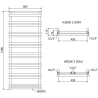 Mexen Saturn badkamer radiator 1200 x 500 mm, 409 W, zwart - W108-1200-500-00-70