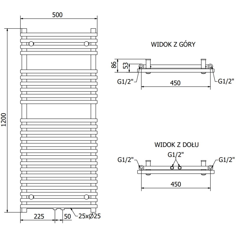 Mexen Sol vannitoa radiaator 1200 x 500 mm, 569 W, valge - W125-1200-500-00-20