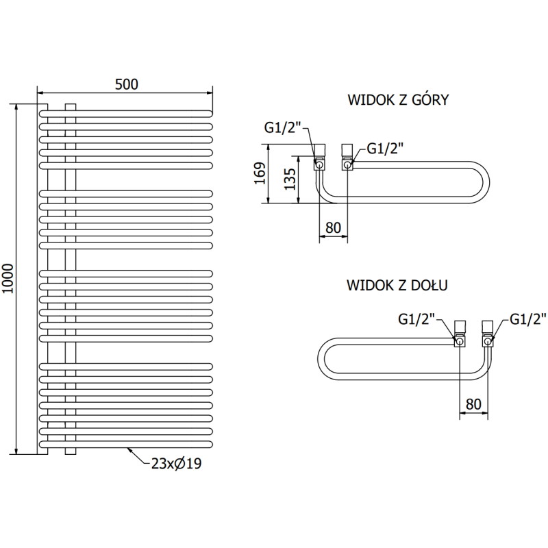 Mexen Amor vannitoa radiaator 1000 x 500 mm, 809 W, valge - W120-1000-500-00-20