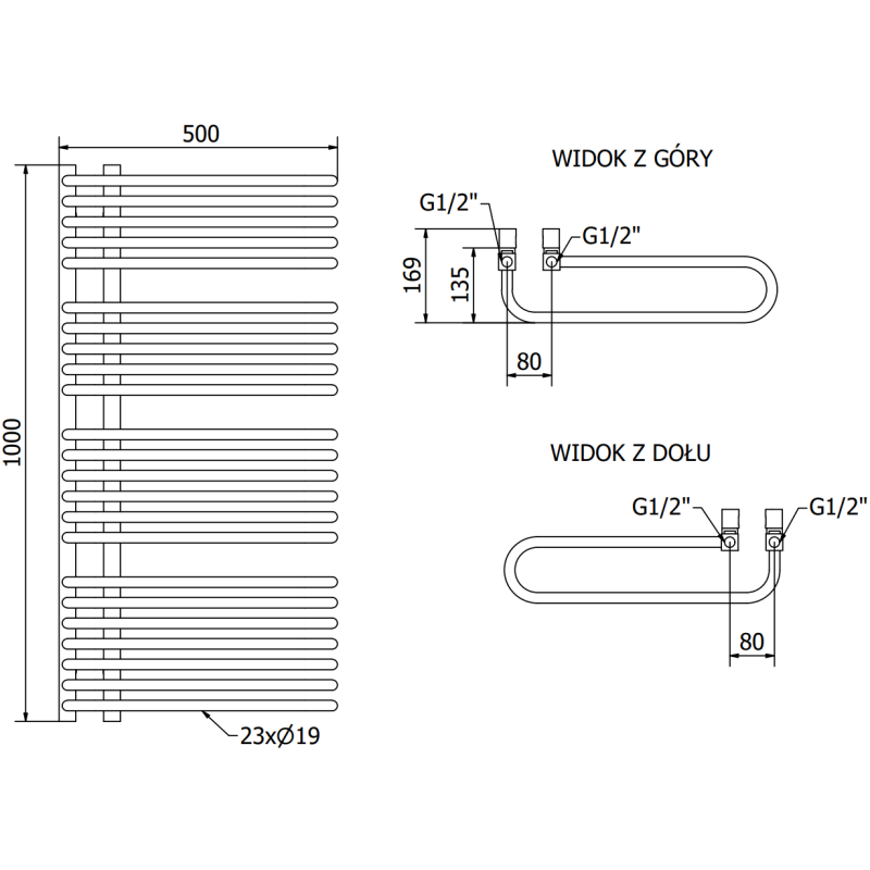 Mexen Amor radiatore da bagno 1000 x 500 mm, 809 W, nero - W120-1000-500-00-70