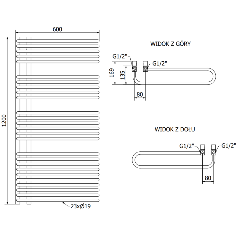 Mexen Amor radiator badkamer 1200 x 600 mm, 1083 W, wit - W120-1200-600-00-20