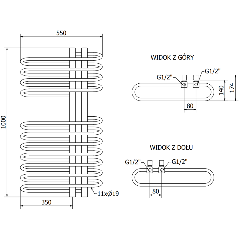 Mexen Ops Badheizkörper 1000 x 550 mm, 517 W, weiß - W122-1000-550-00-20