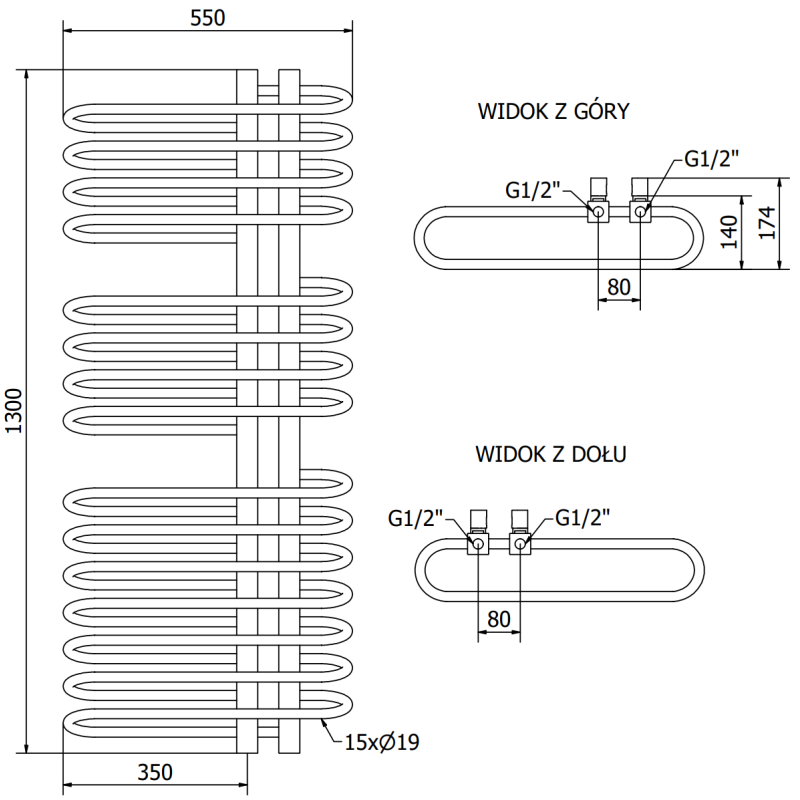 Mexen Ops kylpyhuoneen lämmitin 1300 x 550 mm, 694 W, valkoinen - W122-1300-550-00-20
